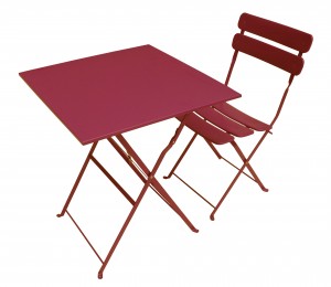 red restaurant table and chair