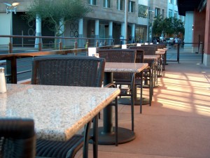 outdoor granite restaurant tables