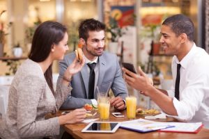 Restaurant tables and diners