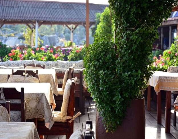 A picture showing outdoor patio restaurant