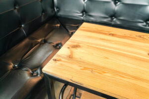 Butcher Block Table Placed in a Restaurant