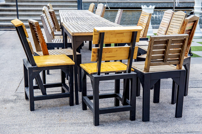 Restaurant table and chairs without matching