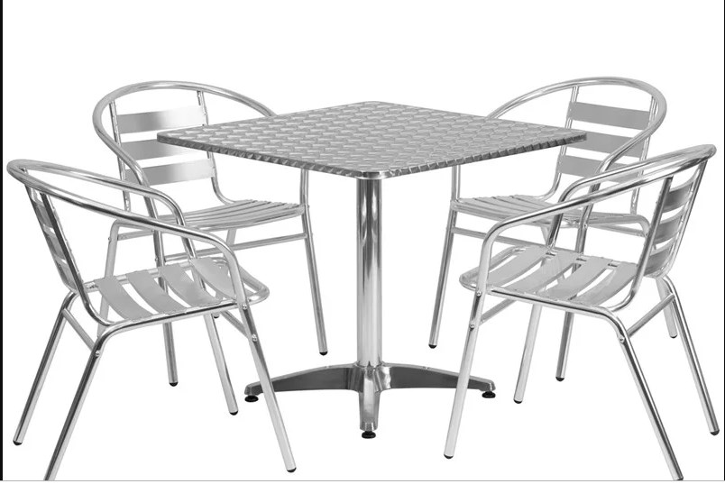 Stainless Outdoor Set - Stainless Steel Table Top w/ Aluminum Chair
