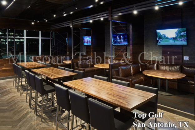 Wood tables in restaurant