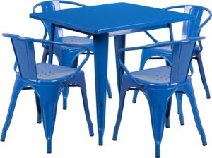 blue outdoor table set