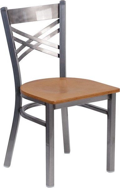metal chair with wooden seat