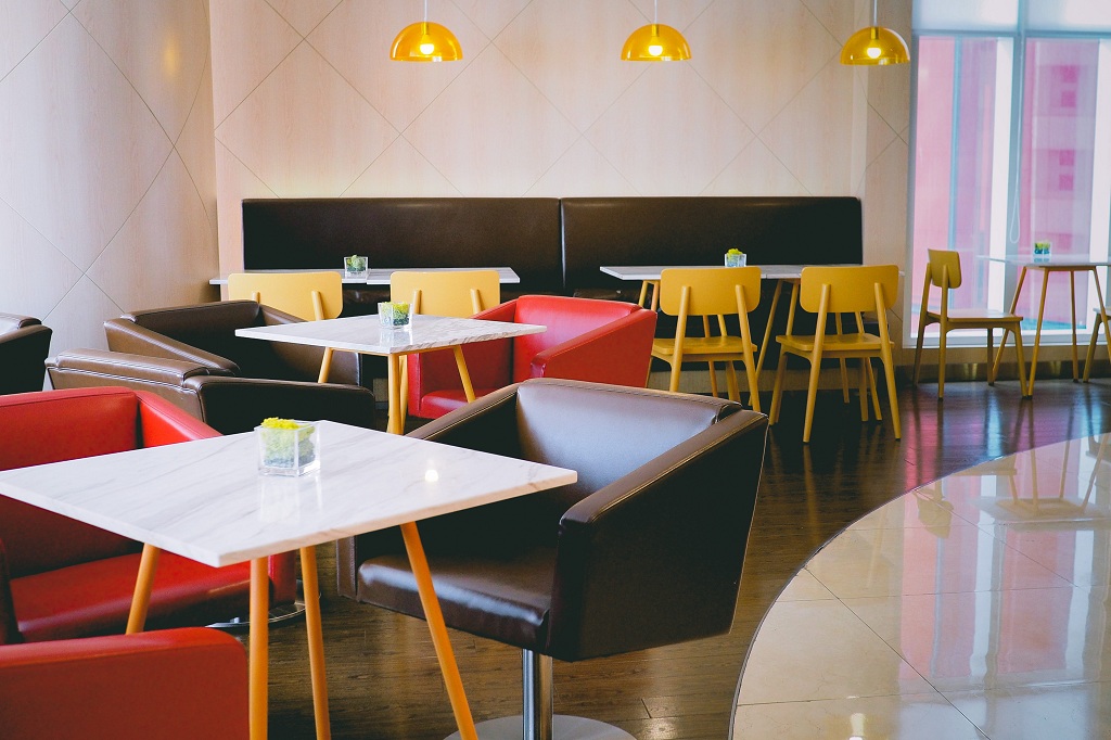 modern restaurant seating in small dining room