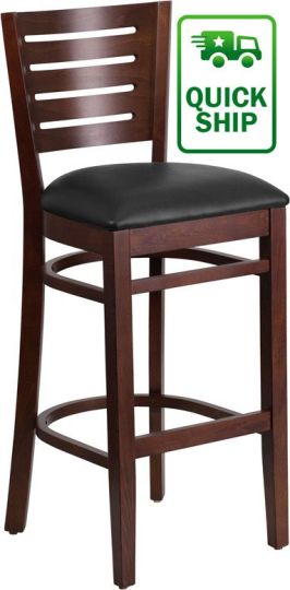 Darby Wood Frame Barstool - Walnut w/ Black Vinyl Seat