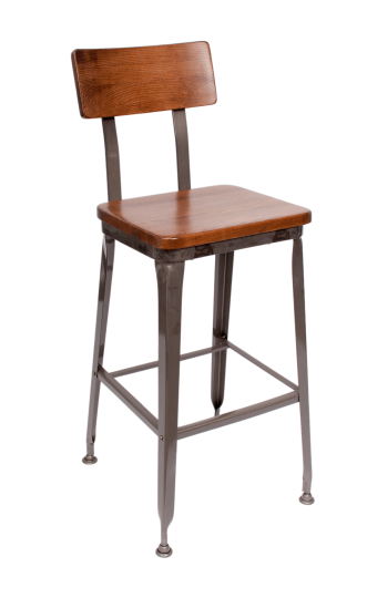 Lincoln Metal Frame Barstool - Autumn Ash Wood Seat