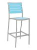 BAL-5602 Outdoor Barstool without Arms - Silver Frame/Blue Seat 