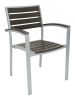 AL-5602 Outdoor Arm Chair - Silver Frame/Gray Faux Teak