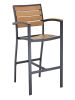BAL-5602 Outdoor Barstool with Arms - Black Frame/Teak Seat 