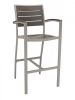 BAL-5602 Outdoor Barstool with Arms - Gray Frame/Faux Gray Teak Seat 