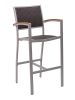 BAL-5625 Outdoor Arm Barstool - Silver Frame/Java Weave