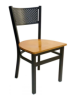 317 Metal Frame Chair - Black Frame/Natural Wood Seat