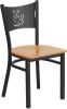 Coffee Back Metal Frame Chair - Natural Wood Seat