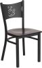 Coffee Back Metal Frame Chair - Walnut Wood Seat