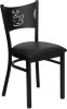 Coffee Back Metal Frame Chair - Black Vinyl Seat