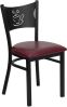 Coffee Back Metal Frame Chair - Burgundy Vinyl Seat