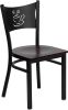 Coffee Back Metal Frame Chair - Mahogany Wood Seat