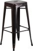 Backless Square Seat Metal Barstool - Antique Gold