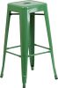 Backless Square Seat Metal Barstool - Green