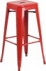 Backless Square Seat Metal Barstool - Red