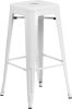 Backless Square Seat Metal Barstool - White