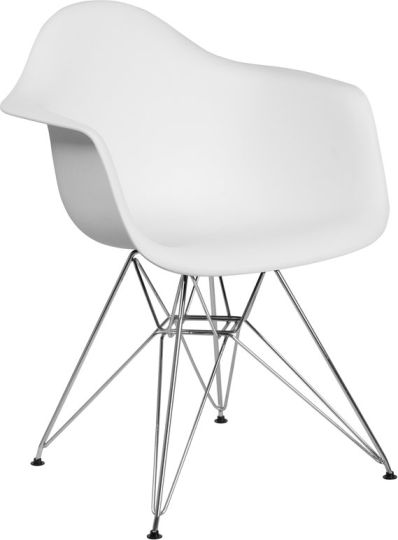 Alonza Plastic Chair with Chrome Frame - White