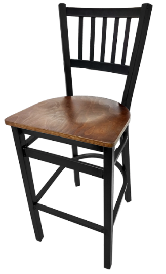 SL2090-1 Metal Frame Barstool - Walnut Wood Seat