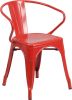 Red metal powder coated arm stack chair