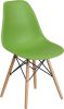 Elon Plastic Chair with Wood Frame - Green