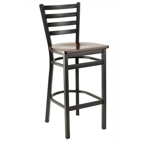 Dante 613W Ladderback - Black Steel Frame/Mahogany Wood Seat
