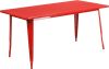 Red 31.5" x 63" rectangular metal table