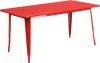 Rectangular Metal Cafe Table 60" x 30" - Red