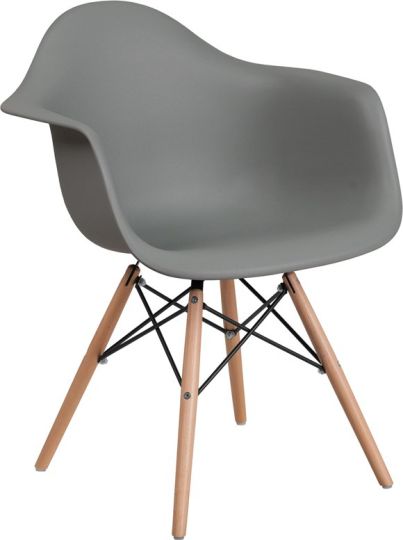 Alonza Plastic Wood Base Chair - Gray