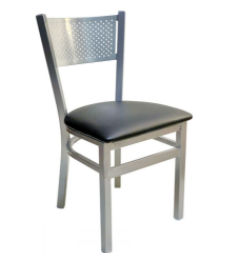 317 Metal Frame Chair - Silver Frame/Black Vinyl Seat