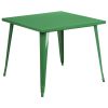 36" Square Metal Table - Green