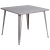 36" Square Metal Table - Silver