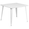 36" Square Metal Table - White