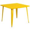 36" Square Metal Table - Yellow