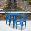24" round metal table set - Blue