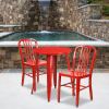 24" round metal table set - Red