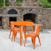 30" round metal table set - Orange