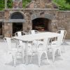 White Metal Rectangular Table with 6 stackable side chairs