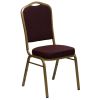 Crown Back Banquet Chair - Burgundy Pattern Fabric w/Gold Frame