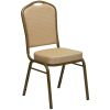 Crown Back Banquet Chair - Beige Pattern Fabric w/Gold Frame