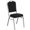 Crown Back Banquet Chair - Black Fabric w/Silver Frame