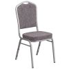 Crown Back Banquet Chair - Herringbone Fabric w/Silver Frame