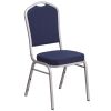 Crown Back Banquet Chair - Navy Fabric w/Silver Frame
